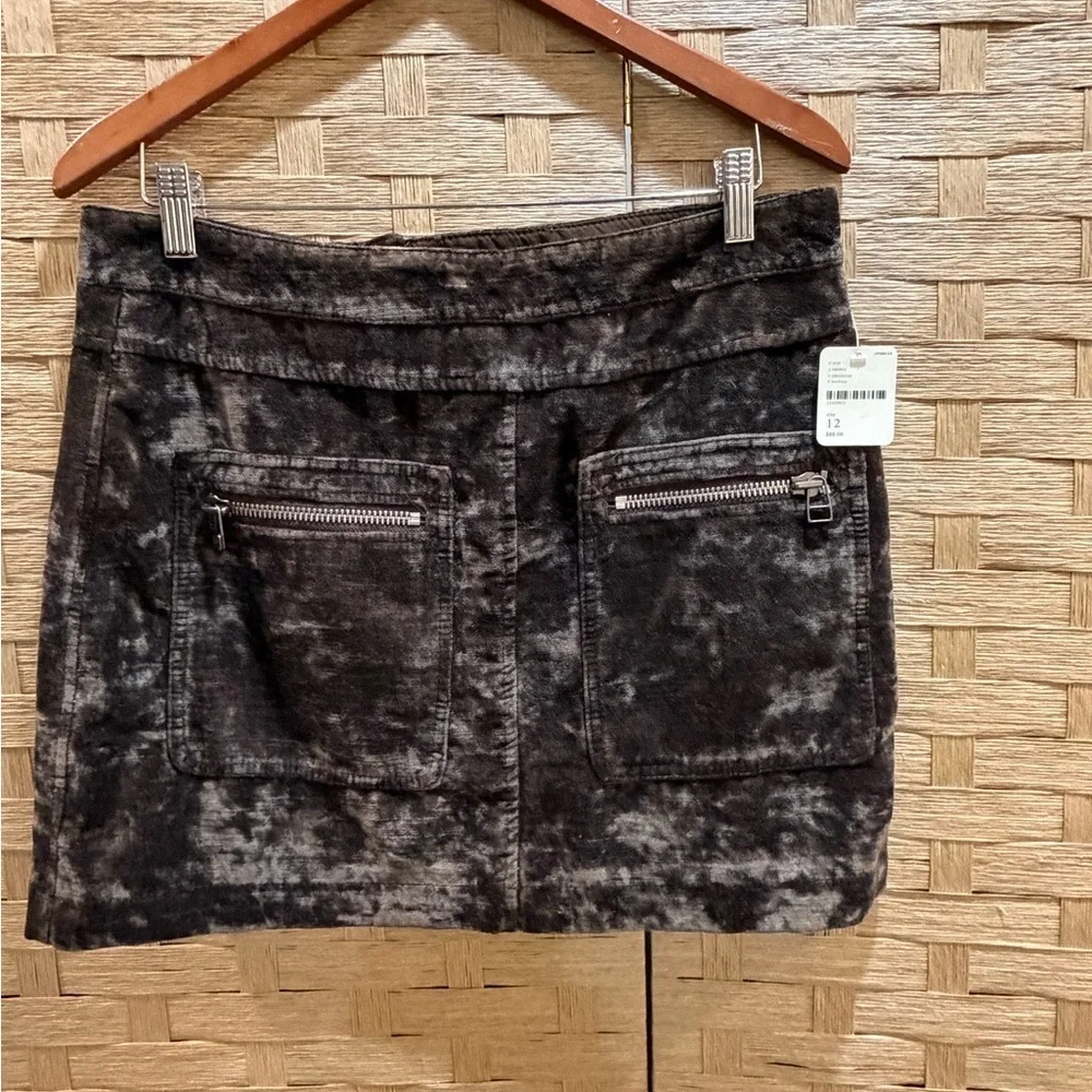Free People Dust to Dust velvet mini skirt in a dark brown/chocolate Size 12 NWT